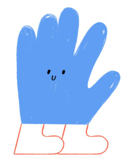 Eine blaue Hand mit Beinen 